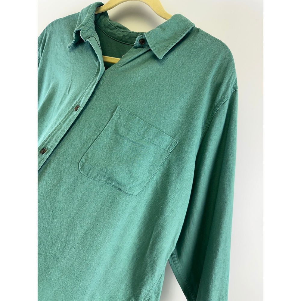 Universal Thread Button Down Green Linen Blend Relaxed Fit Long Sleeve Women XL - Picture 4 of 13